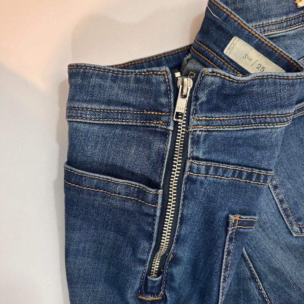 Pilcro and the Letterpress Anthropologie Flare Jeans - Sz 25 High-Rise Side-zip - Picture 5 of 11